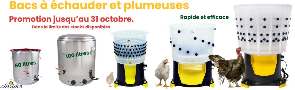 plumeuses et bacs à échauder pour tout type de volailles